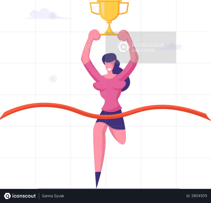 Businesswoman achieving goal  Illustration