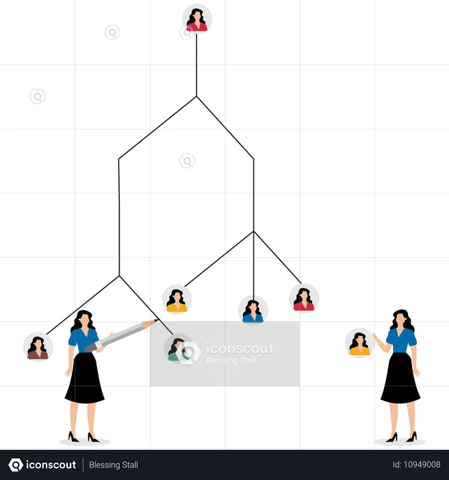 Businesswoman allocating business resource  Illustration