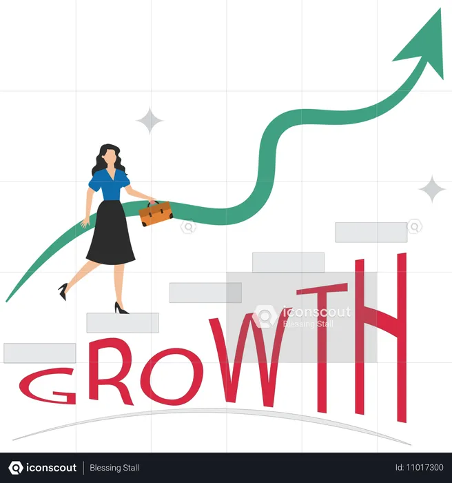 Businesswoman analysing growth chart  Illustration