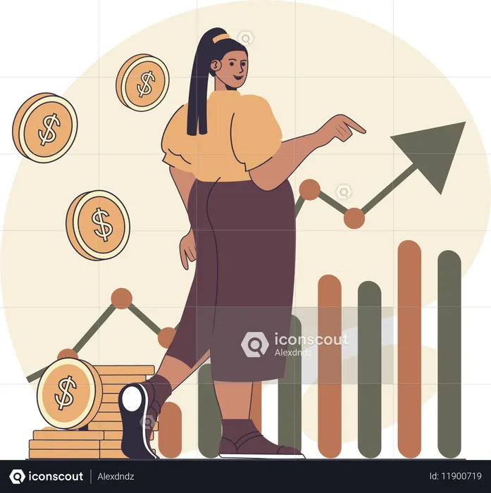 Businesswoman analysing sales performance  Illustration