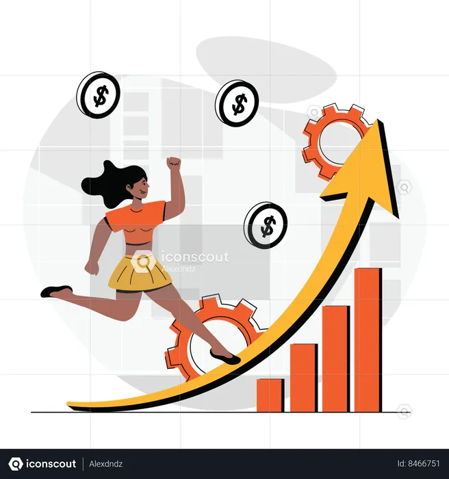 Businesswoman analysing success graph  Illustration