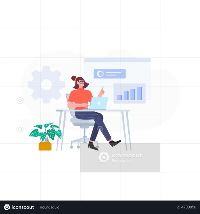 Businesswoman Analyze Data  Illustration