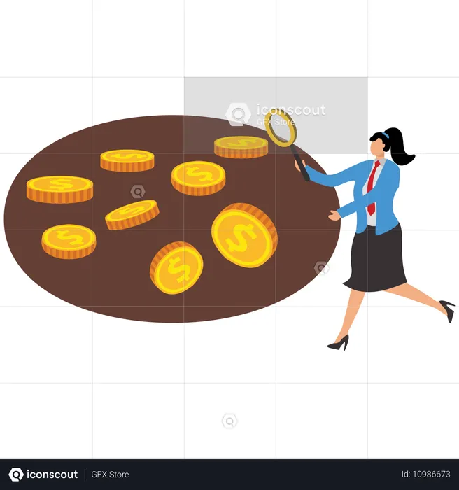 Businesswoman analyzes business finances  Illustration