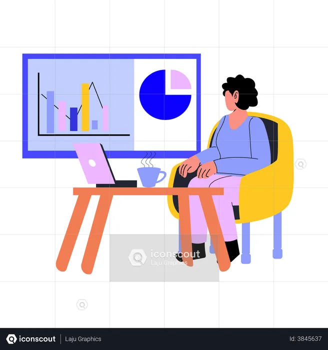 Businesswoman analyzing growth graph  Illustration