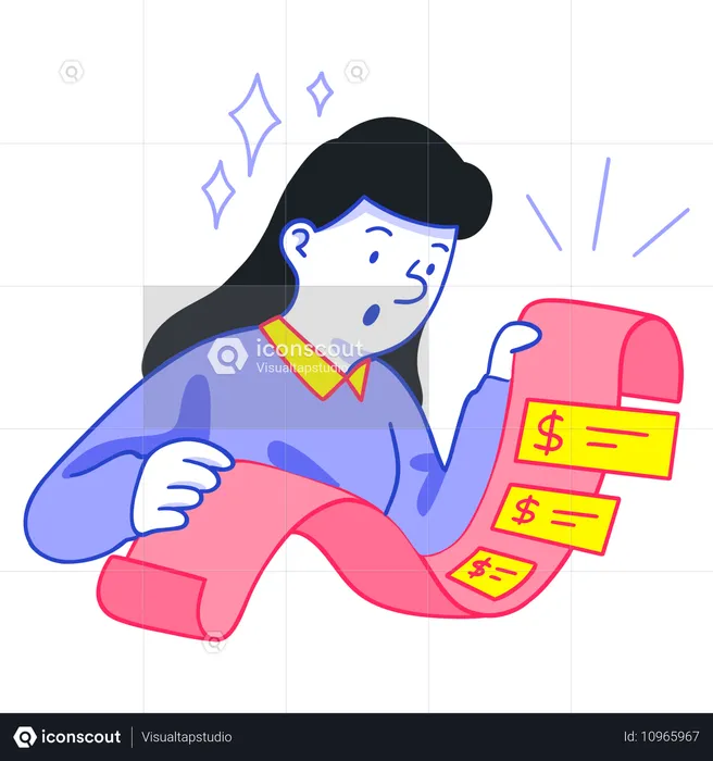 Businesswoman analyzing Transaction History  Illustration