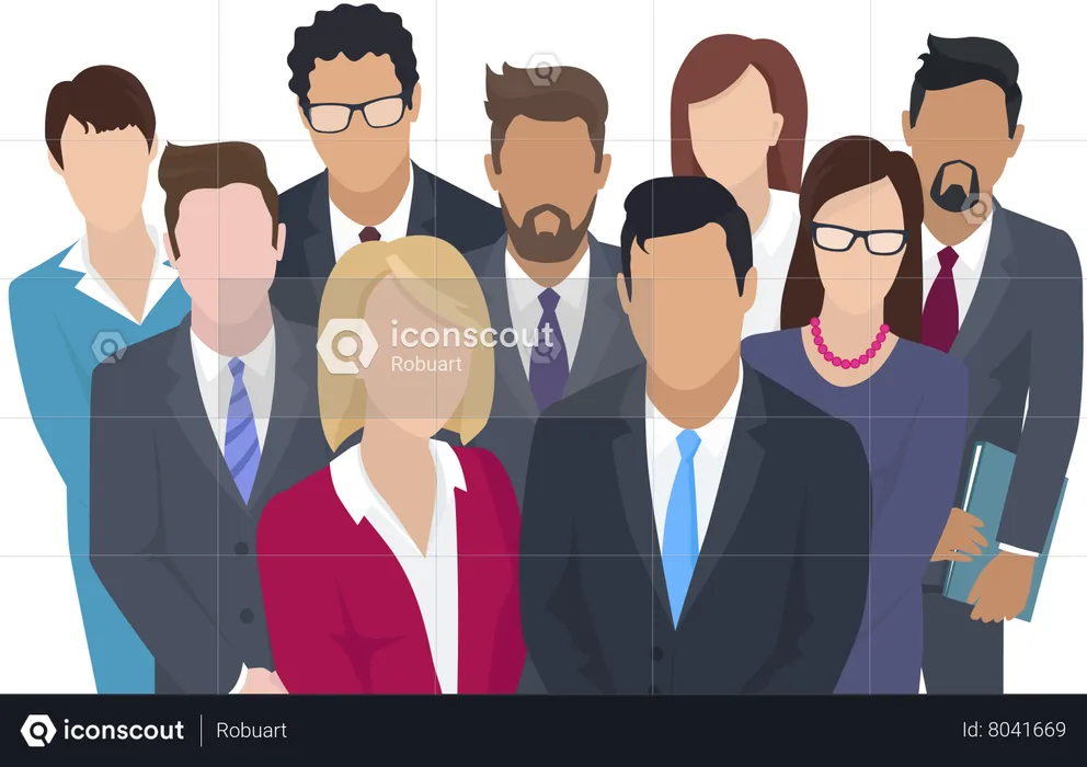 Businesswoman and businessmen teamwork  Illustration