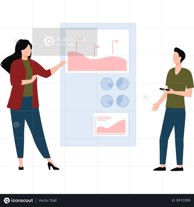 Businesswoman and man doing business analysis  Illustration