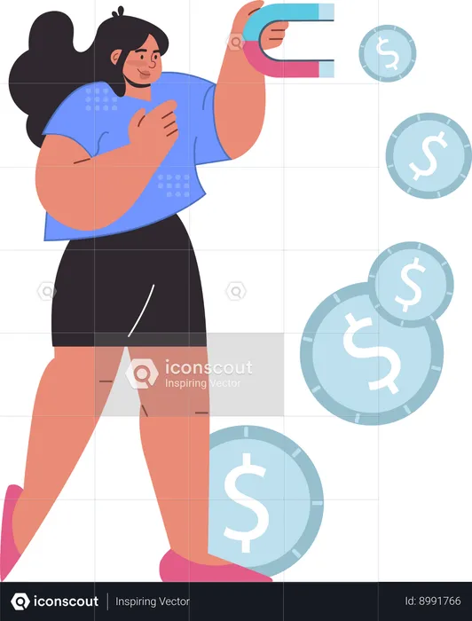 Businesswoman attracts clients  Illustration