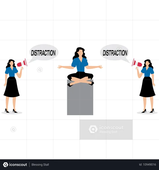 Businesswoman avoiding business distraction  Illustration