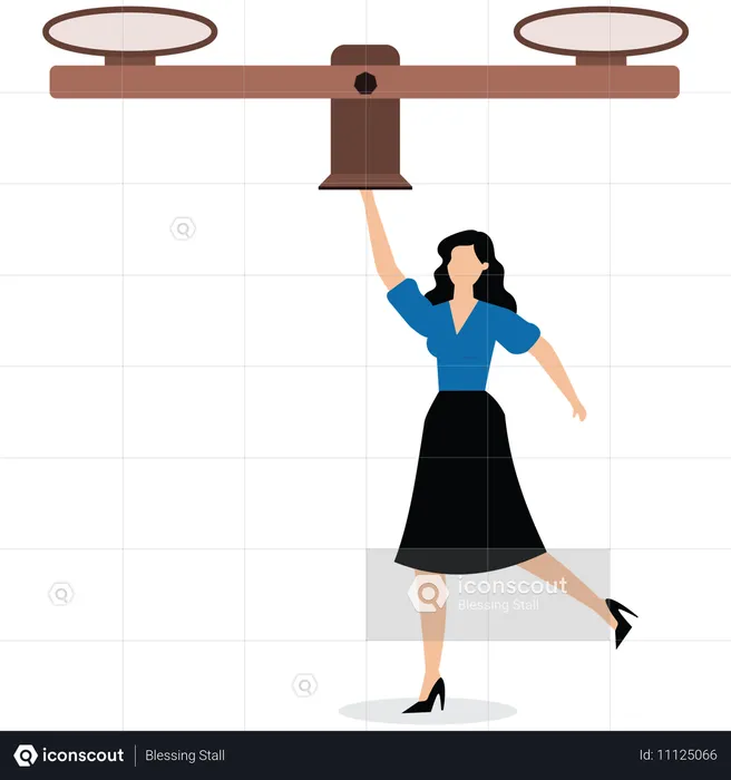 Businesswoman balancing business scale  Illustration