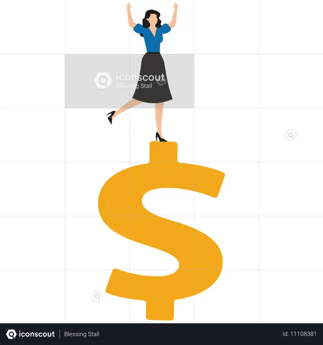 Businesswoman balancing business wealth  Illustration