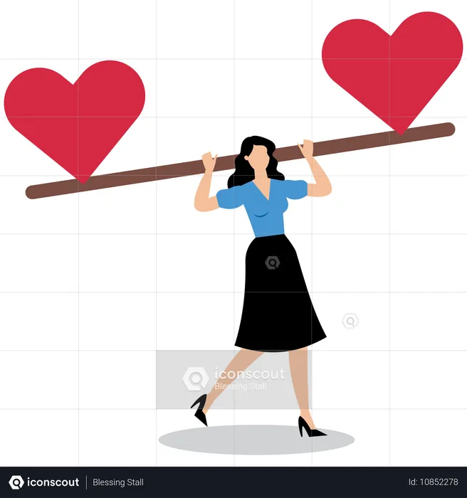 Businesswoman balancing hearts  Illustration