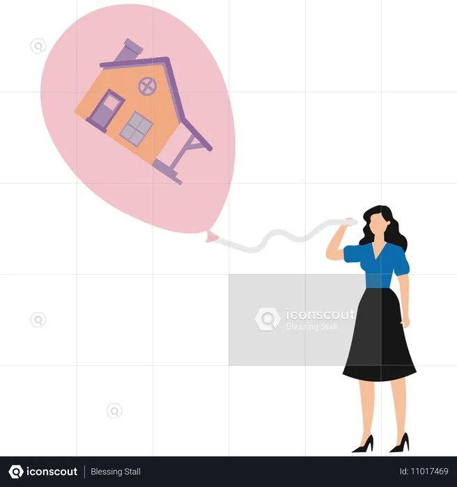 Businesswoman buying real estate  Illustration