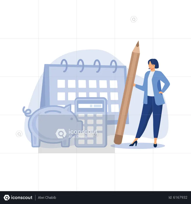 Businesswoman calculating tax accounting  Illustration