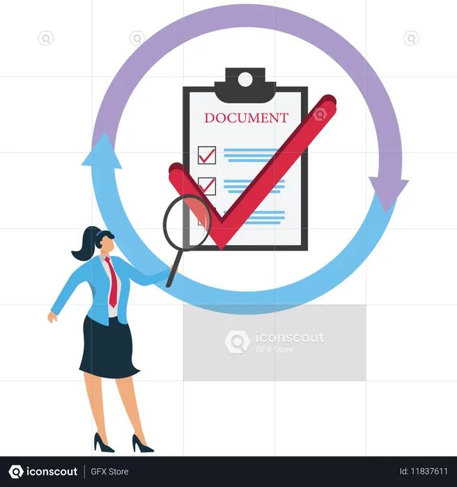 Businesswoman Carefulness in working  Illustration
