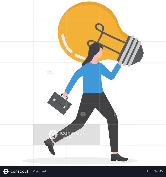 Businesswoman carrying light bulb  Illustration