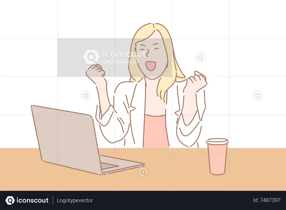 Businesswoman celebrating  Illustration
