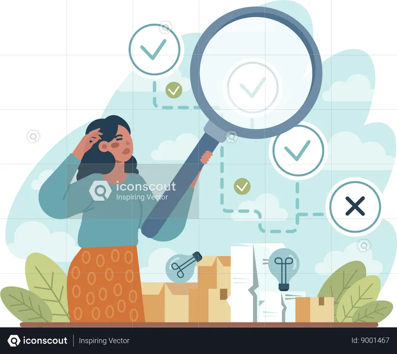 Businesswoman check lists new tasks  Illustration