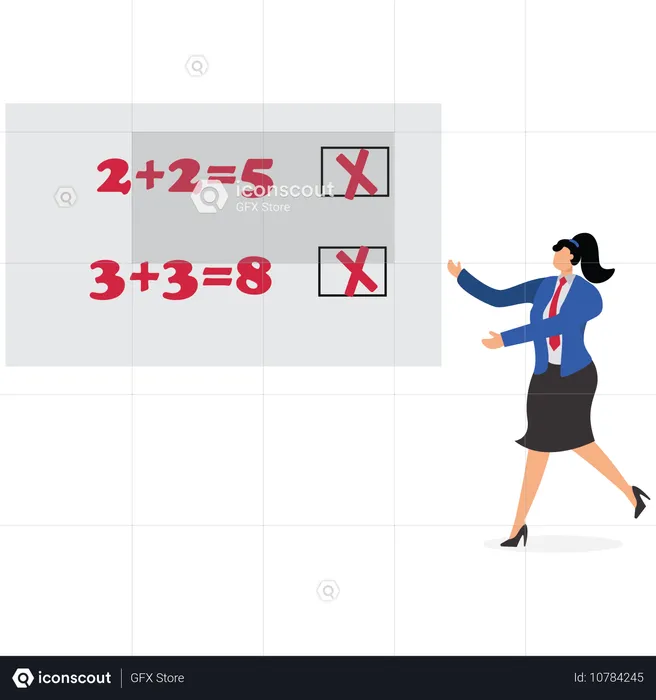 Businesswoman Check Mistake in report  Illustration