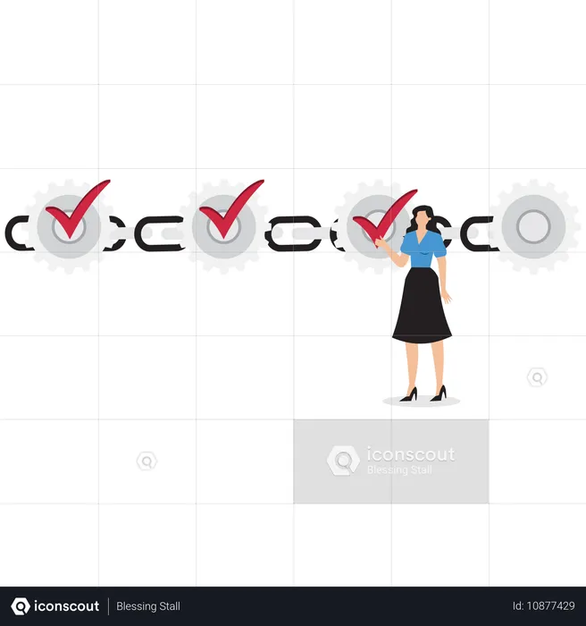 Businesswoman checking business checklist  Illustration