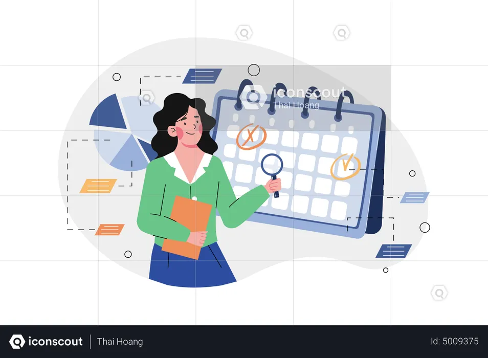 Businesswoman checking her schedule  Illustration