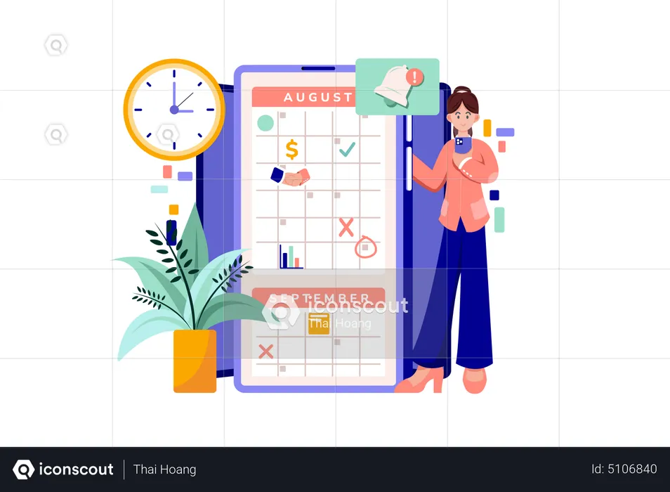 Businesswoman checking her schedule  Illustration