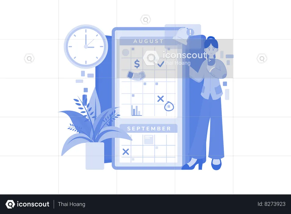 Businesswoman Checking Her Schedule  Illustration