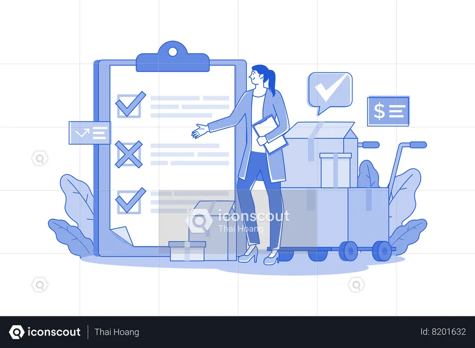 Businesswoman Checking Product Quality  Illustration