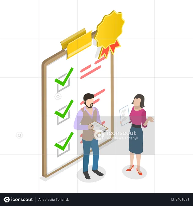 Businesswoman checking product quality  Illustration