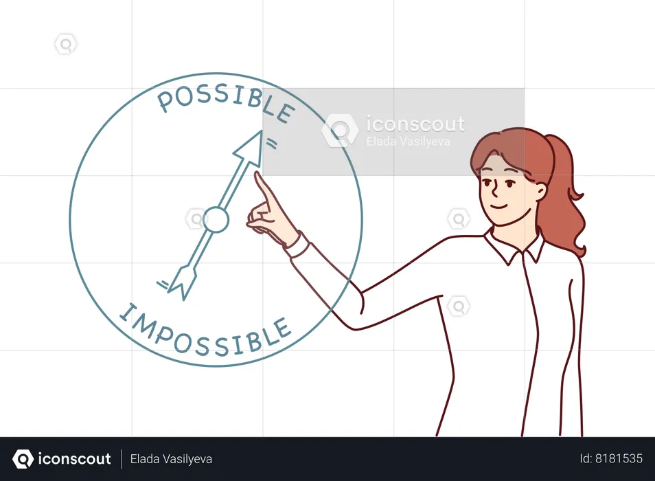 Businesswoman chooses between possible and impossible event  Illustration