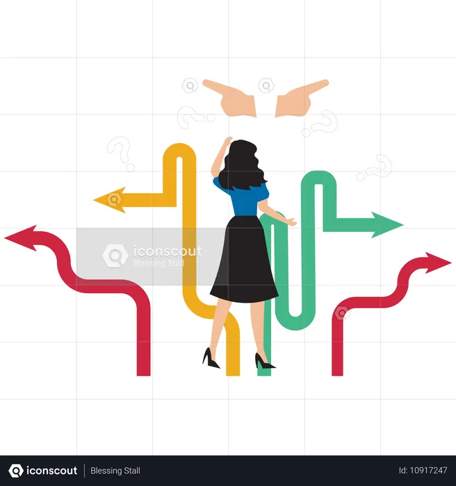 Businesswoman choosing career path  Illustration