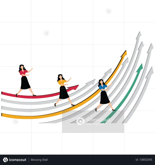 Businesswoman climbing business steps  Illustration