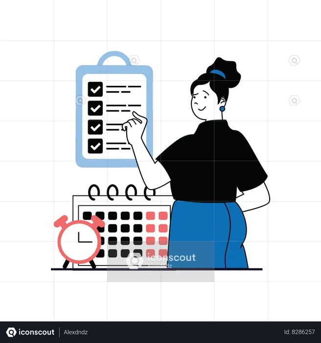 Businesswoman completing task  Illustration