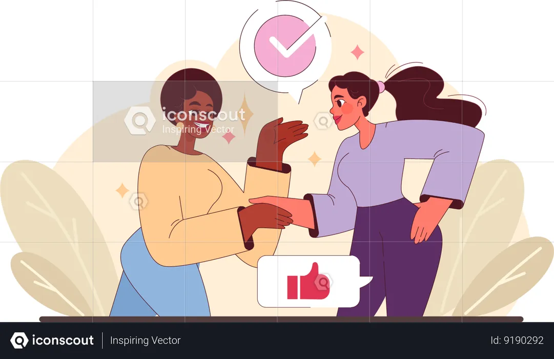 Businesswoman congratulates employee on her success  Illustration