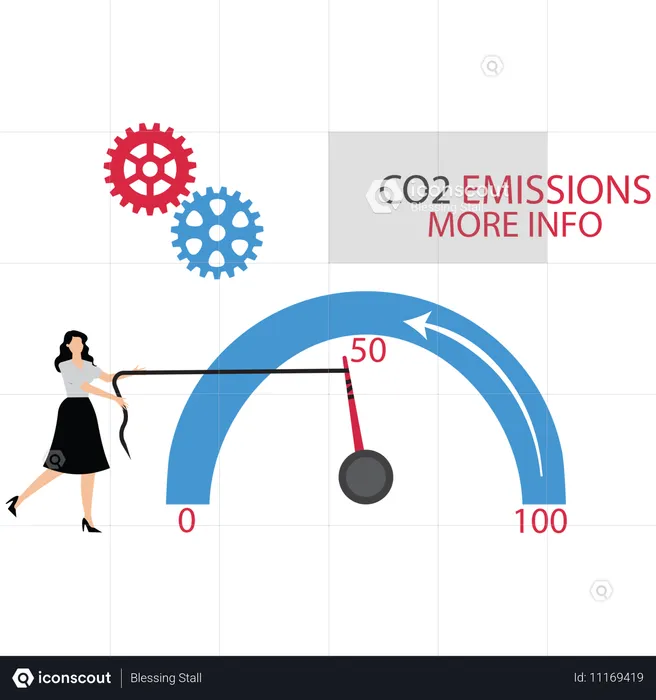 Businesswoman controlling co2 emission  Illustration