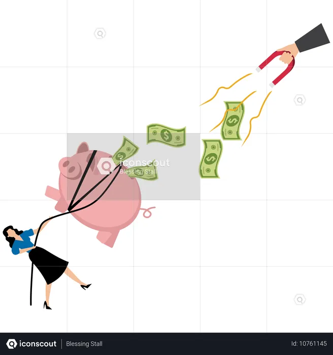 Businesswoman controlling monetary policy  Illustration