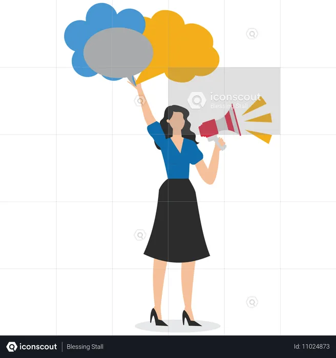 Businesswoman conveying business messages  Illustration