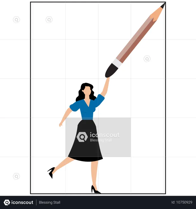 Businesswoman defining business territory  Illustration