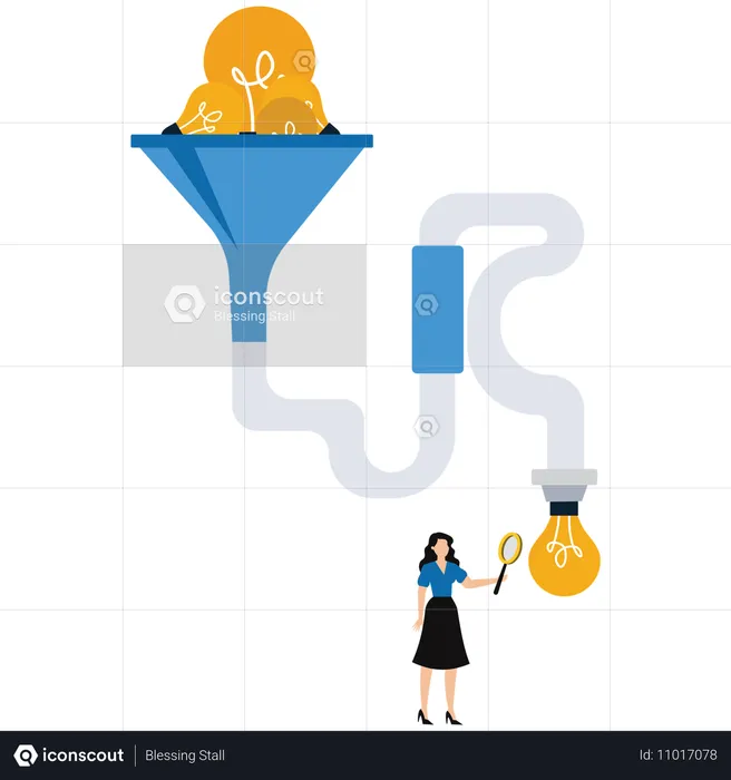 Businesswoman discovering financial ideas  Illustration