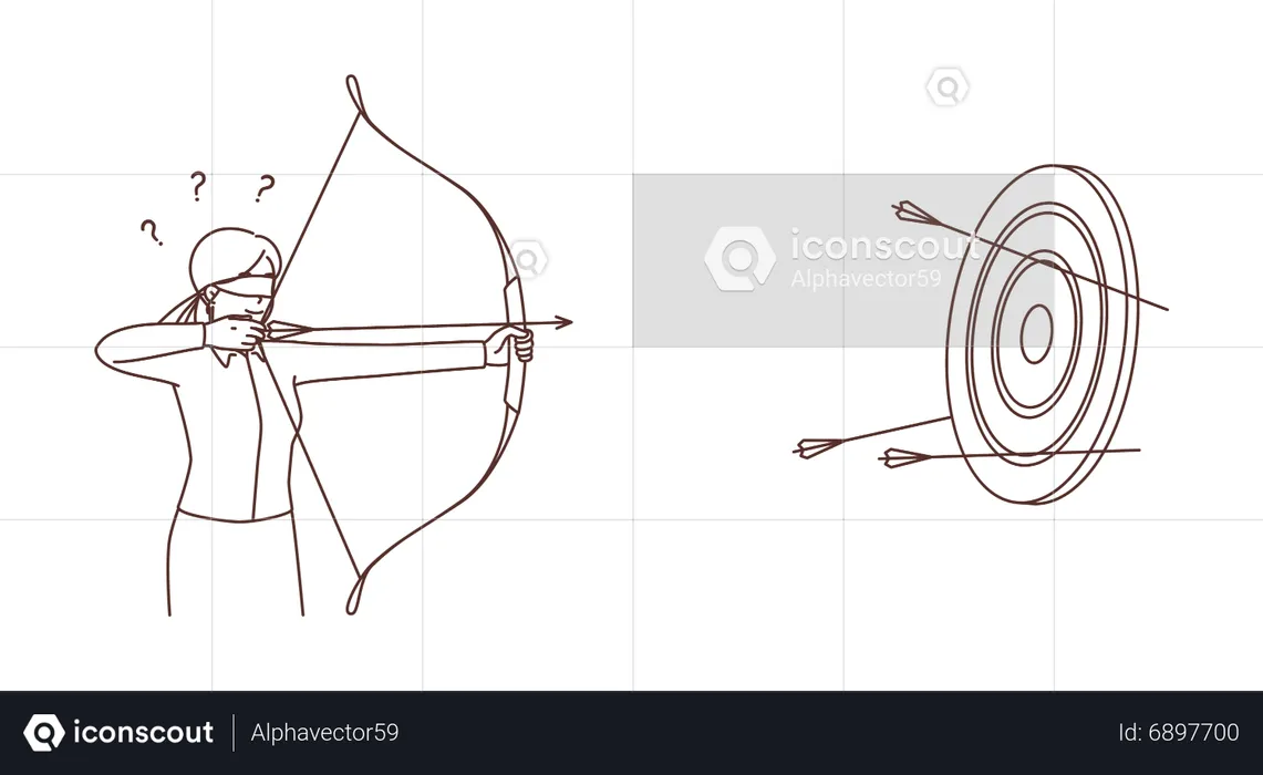 Businesswoman doing archery  Illustration