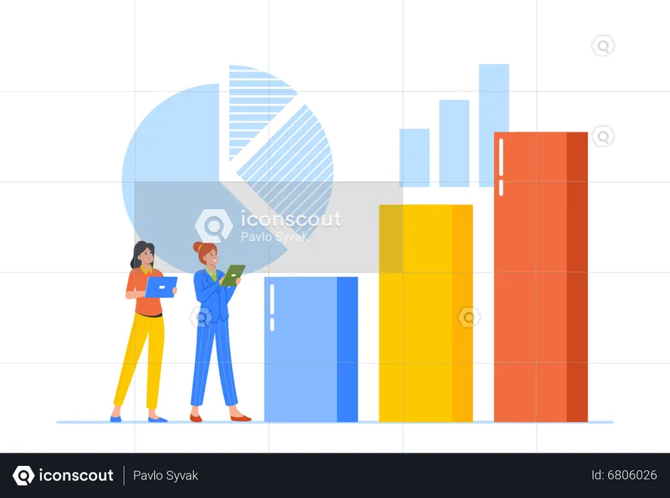 Businesswoman Doing Business Analysis  Illustration