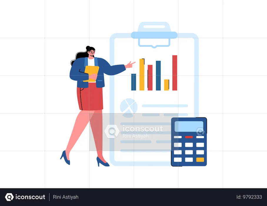 Businesswoman doing business audit  Illustration