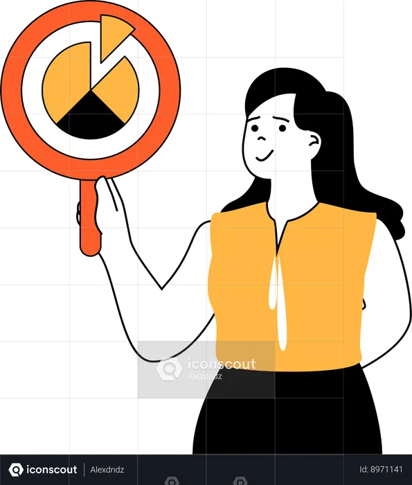 Businesswoman doing business research  Illustration