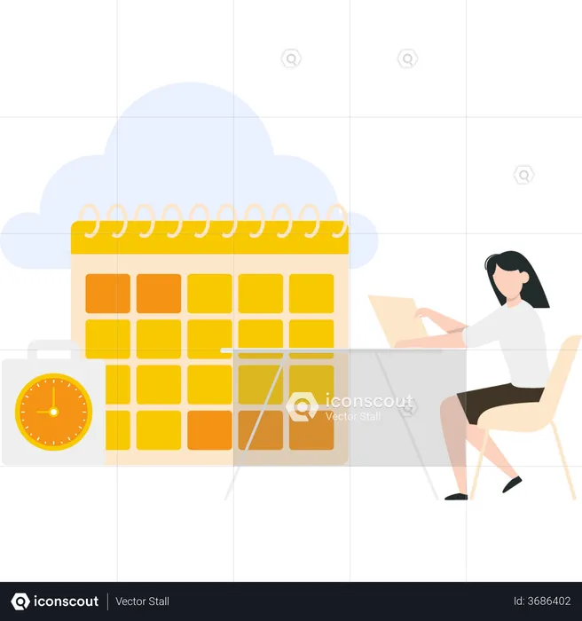 Businesswoman doing calendar management  Illustration