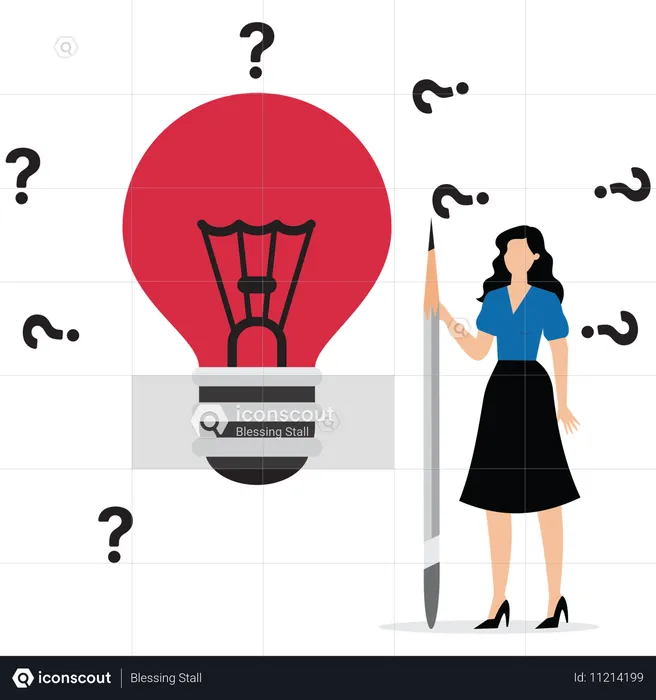 Businesswoman doing creative thinking  Illustration