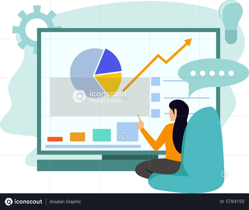 Businesswoman doing data analysis  Illustration