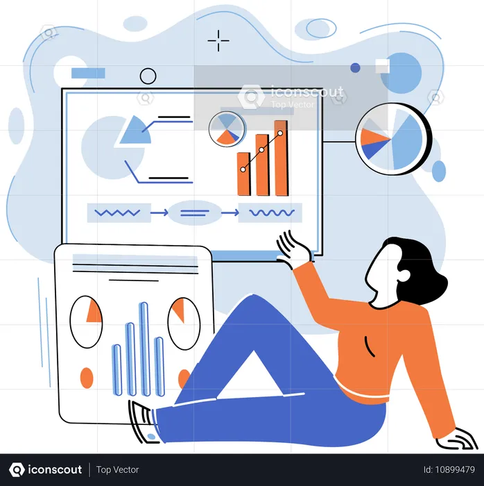 Businesswoman doing data analysis  Illustration