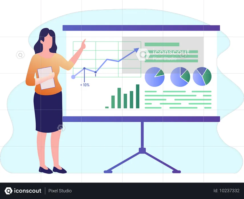 Businesswoman doing data presentation  Illustration