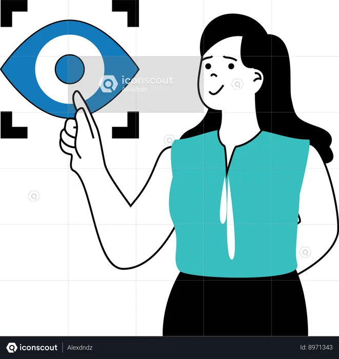 Businesswoman doing eye verification  Illustration