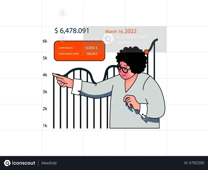 Businesswoman doing financial analysis  Illustration